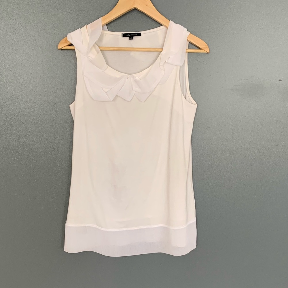 Anne Klein Ruffle Tank White Size Small